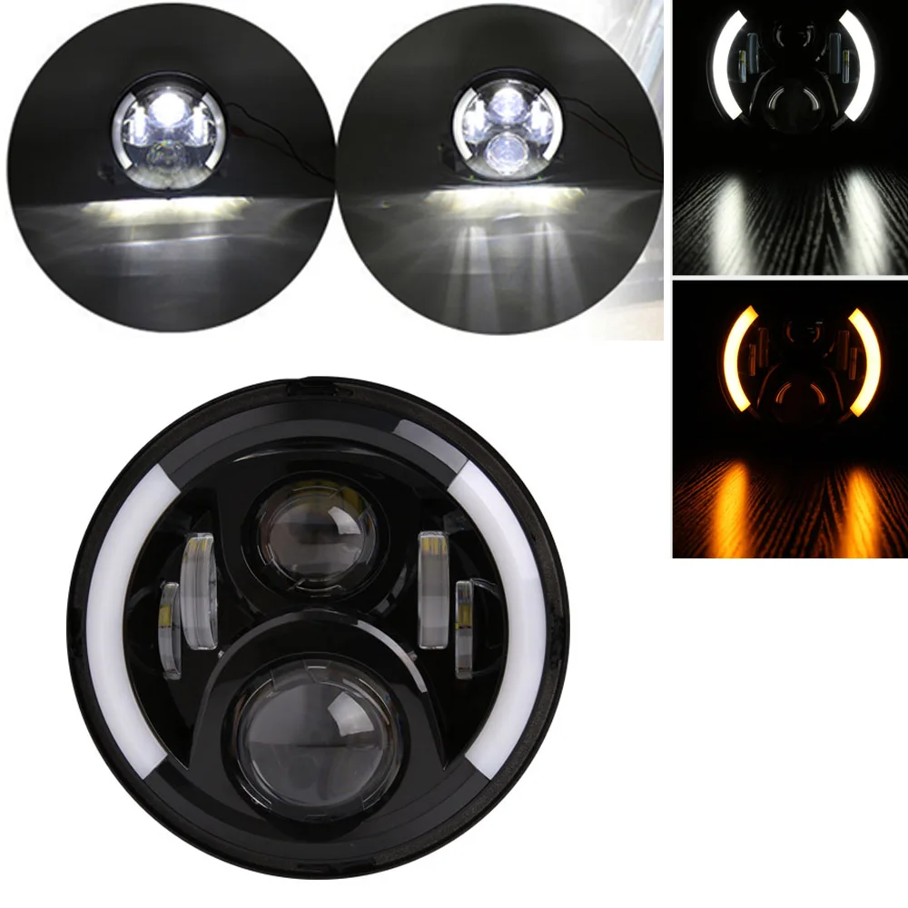 

Motorcycle 7'' Halo Headlamp Led Angel Eyes Headlight For Harely Softail FLSTF Road King Electra Glide Street Glide