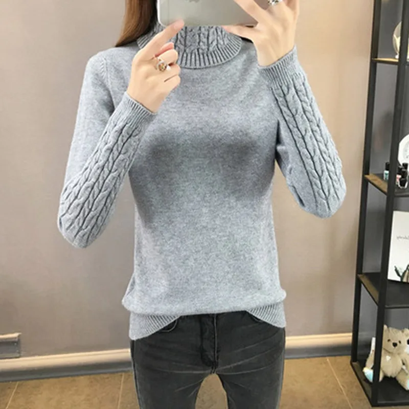 YAGENZ Autumn Winter Knit Sweater Women Loose Twist pullover Warm Turtleneck Female Long sleeve Slim Bottoming Shirt 217 | Женская