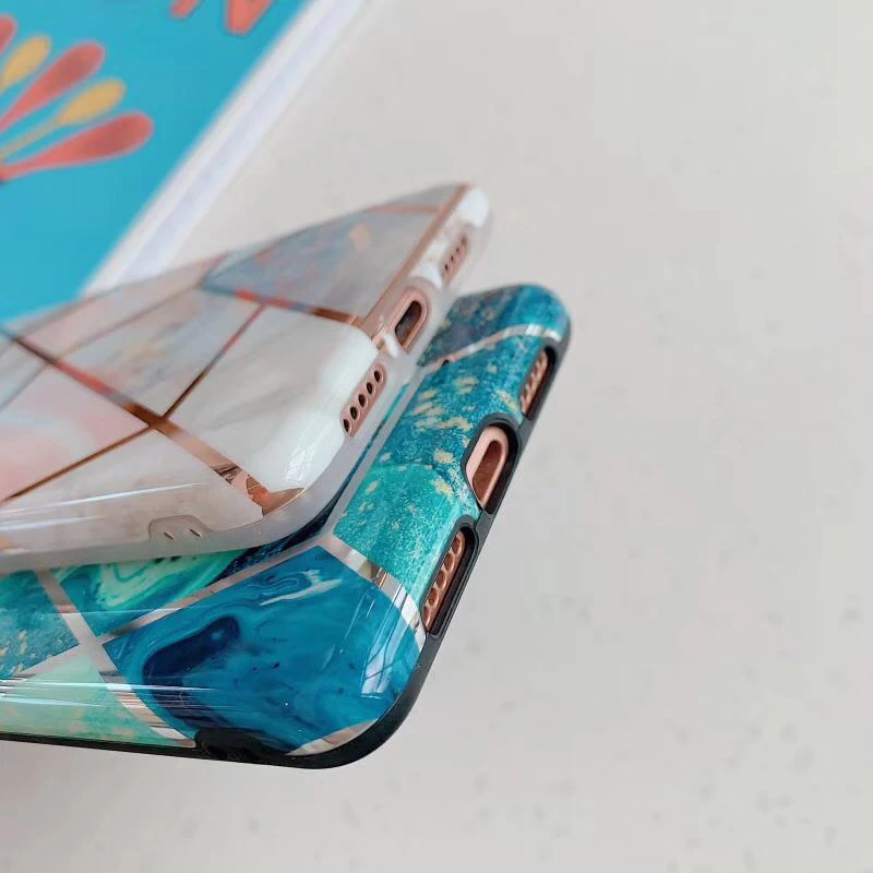 Покрытие геометрический мрамор телефонные чехлы для huawei P20 P30 Pro Lite mate 20 Pro Lite Противоударная мягкая IMD задняя крышка