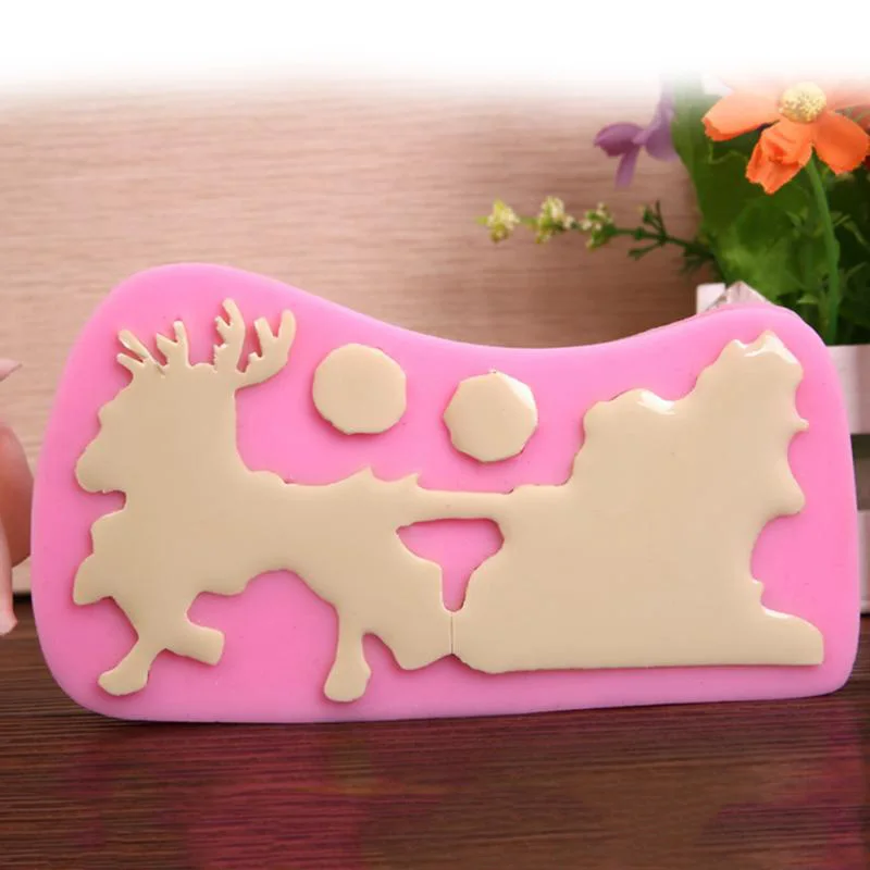 Новый Рождественский Санта и олень силиконовая форма для выпечки мусс сделай сам