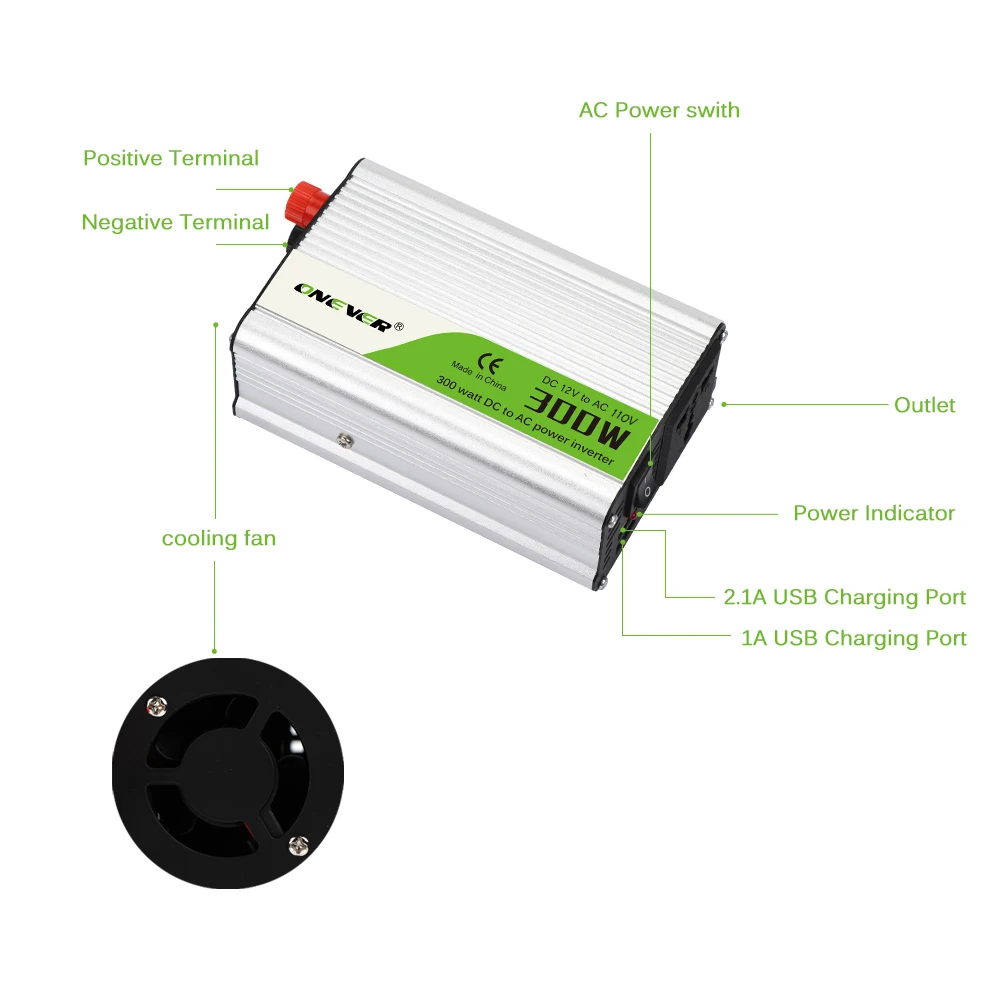 300 Вт автомобильный инвертор 12 В 220 50 Гц ЕС розетка DC в AC 110 Автомобильный Инвертор
