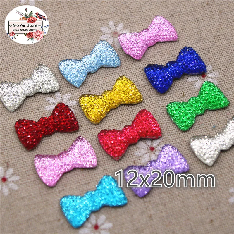 

50pcs Resin kawaii shiny cute bowknot Cabochon Art Supply Decoration Charm hair bow center 46x23mm
