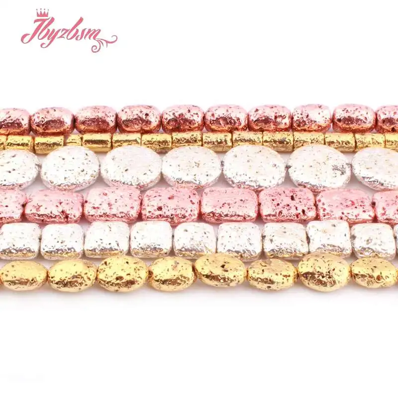 Бусины Из лавового камня из вулканического серебра с покрытием розового золота