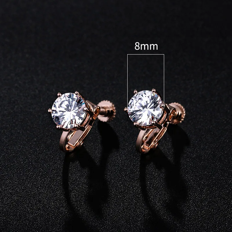 WEIMANJINGDIAN Brand Classic High Quality 8mm Round Cut Cubic Zirconia CZ Screw Clip or Post Pin Earrings for Women | Украшения и