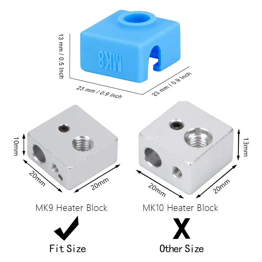 Блок нагревателя для 3D принтера силиконовая крышка MK7 MK8 MK9 силиконовый чехол MK7/8/9