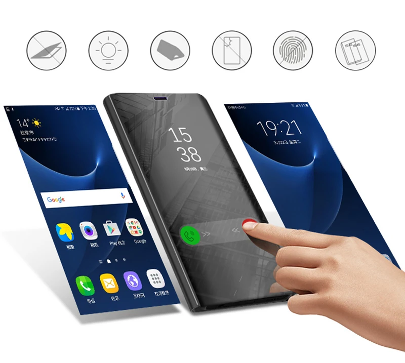 Умный зеркальный Чехол С Откидывающейся Крышкой для Samsung Galaxy S8 S9 плюс S10 S10e S7 край