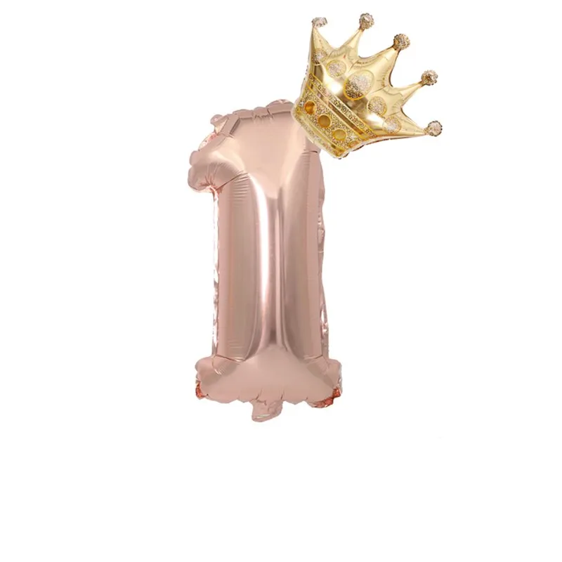 number1 Rose Gold Foil Balloons Air Wedding Ballon Helium Balloon Happy Birthday Party Decoration Kids Crown Balls Number Baby Shower - Цвет: number1