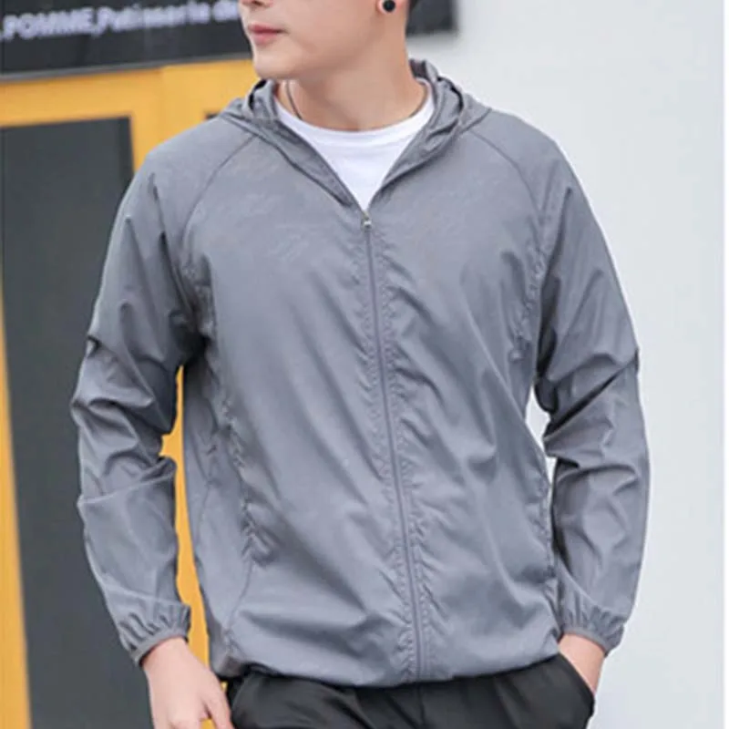 Мужская ветровка с капюшоном тонкая ветрозащитная защитой от дождя стильный