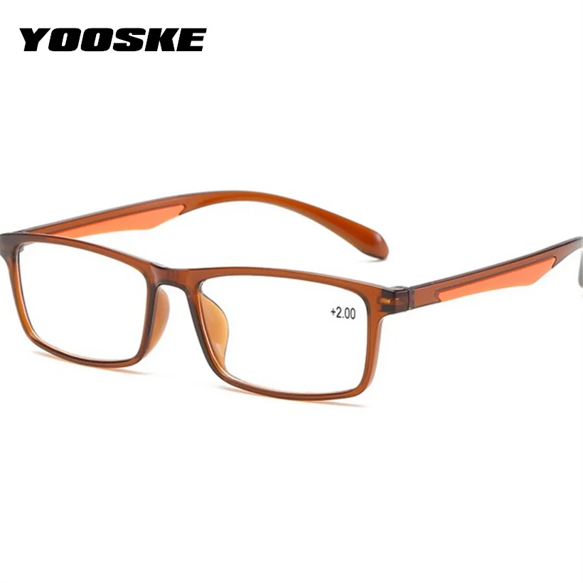 YOOSKE TR90 очки для чтения женские Анти-усталость анти-излучения мужские диоптрий дальнозоркости очки+ 1,0 1,5 2,0 2,5 3,0 3,5 4,0 - Цвет оправы: brown