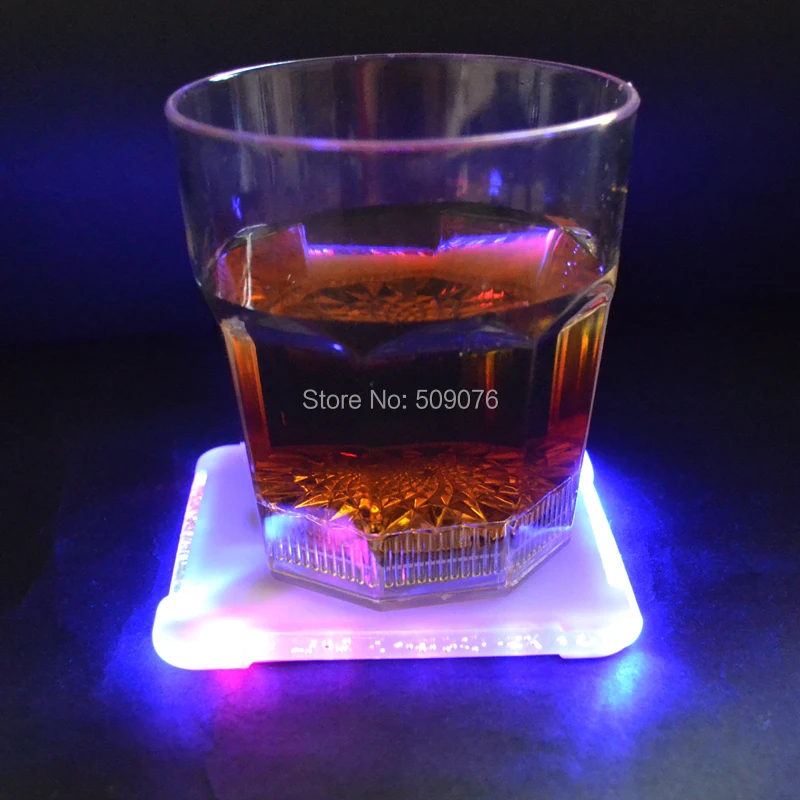 

480pcs LED Coaster square Bottle Cup Pad Mat Tableware Glow Bar Club Christmas Xmas Nightclub Bar Party