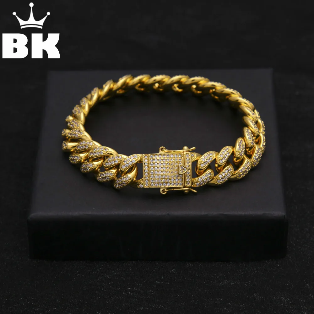 Мужской медный браслет из кубинской меди с фианитом 13 5 мм|cuban bracelet|bracelet gold silverbracelet