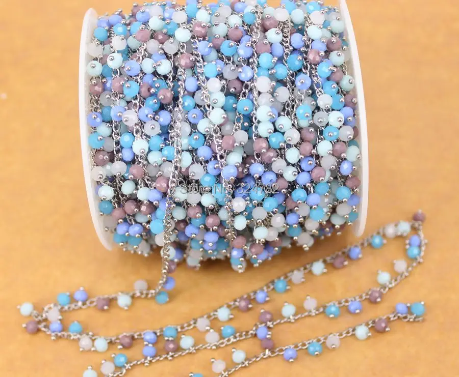 5 метров в Стиле Розария провода обернутые бисером цепи красочные граненые