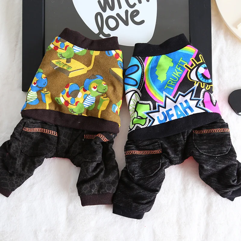 Животные кошка одежда для собак Зимний теплый комбинезон пижамы пальто Одежда