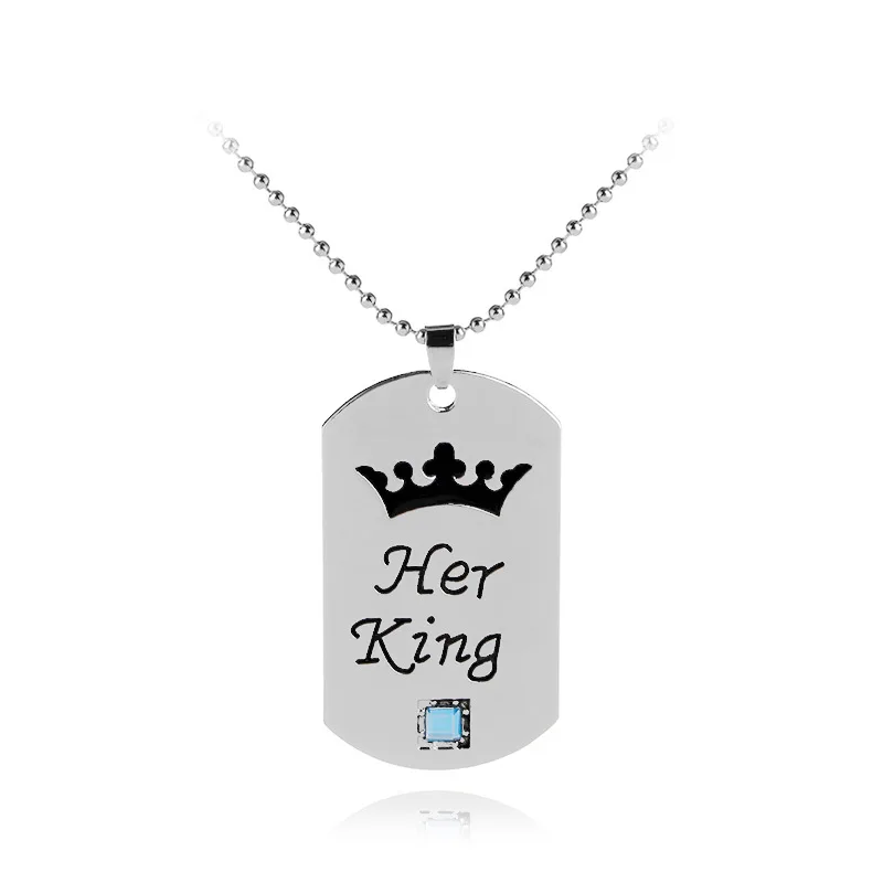 Новый дизайн 2018 кулон с надписью Her king His queen парные ожерелья для влюбленных