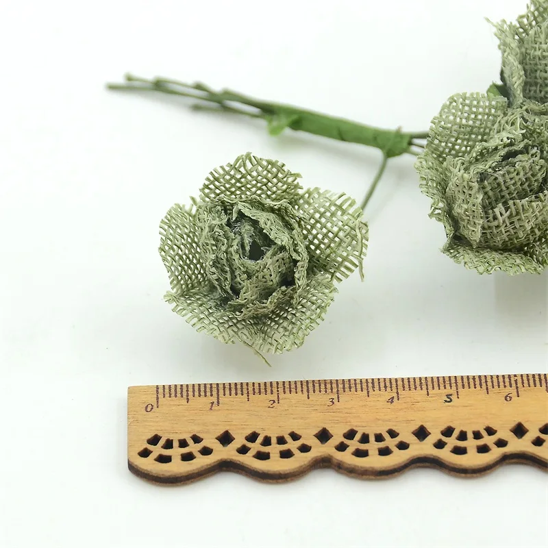 Новые 6 шт 4 см шелковые искусственные цветы розы Букет мешковины гессийский