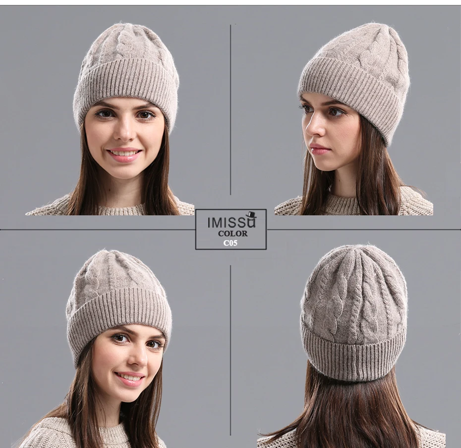 IMISSU Осень Зима Шапочки женские Зимние Шапки Вязаные Шерстяные Skullies Повседневная Cap Твердые Цвета Gorros Капота Роковой Hat для девушки