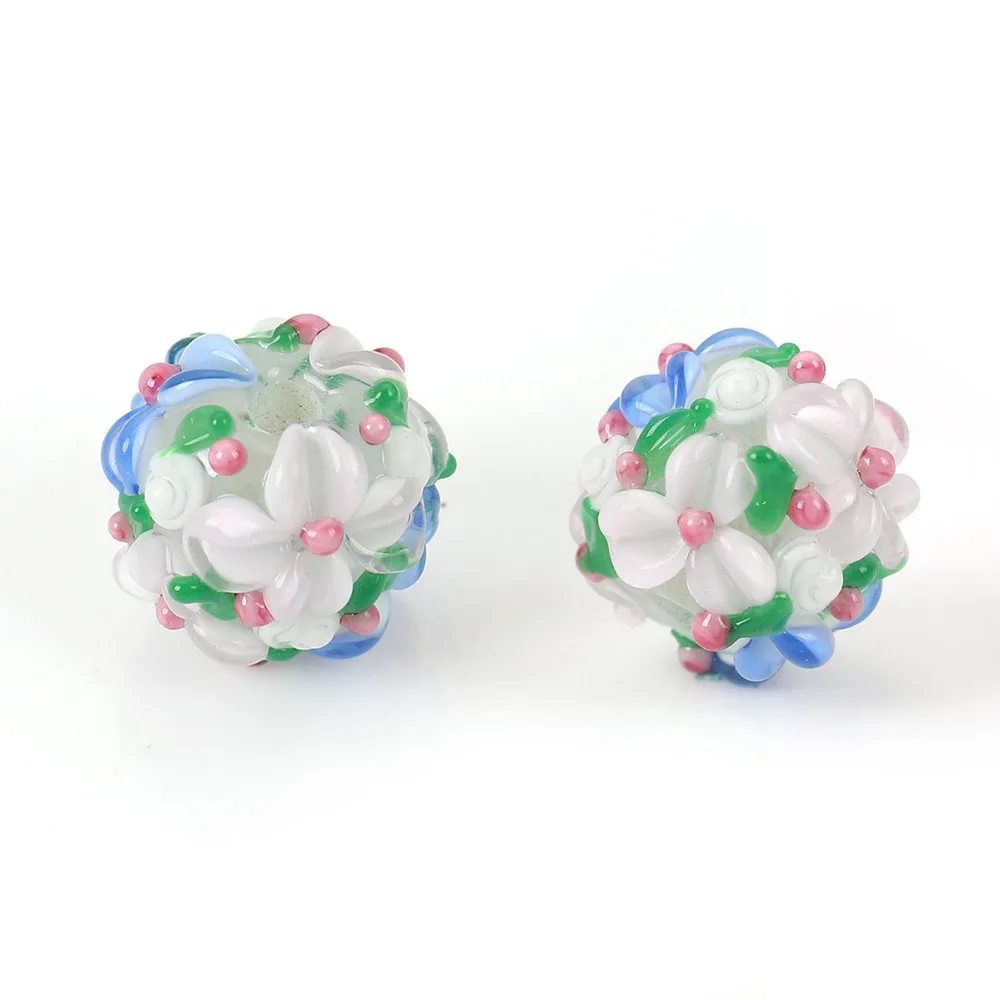DoreenBeads многоцветные лэмпворк стеклянные закрытые цветочные круглые бусины