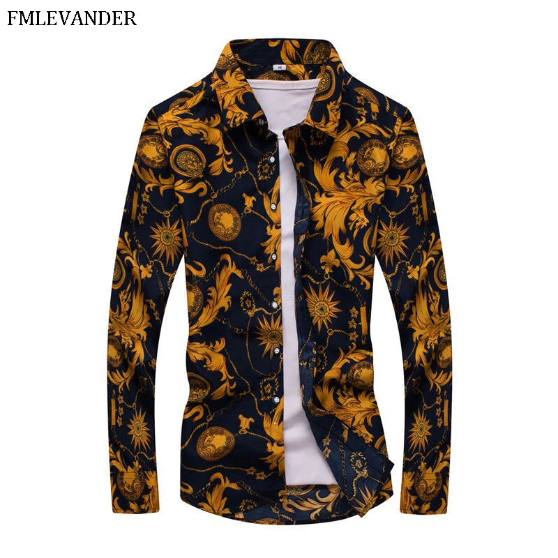 Camisa Masculina пляжная рубашка мужская брендовая одежда модный принт Повседневная