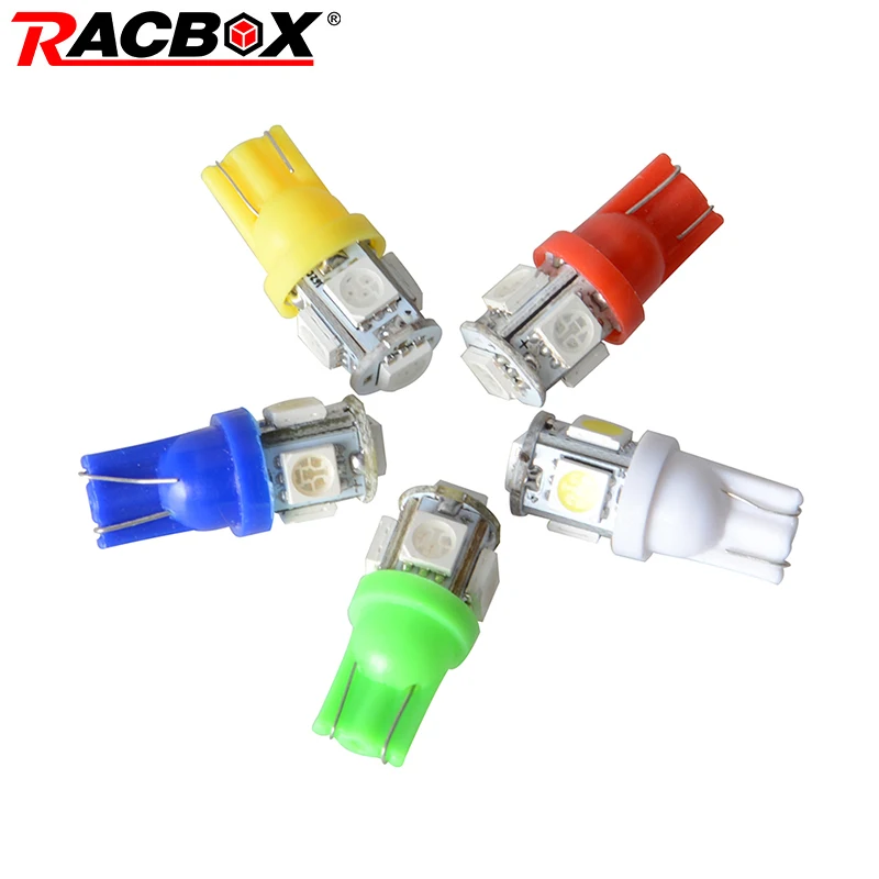 RACBOX 10PcsT10 W5W светодиодный светильник 5050 5 SMD 194 168 ксеноновый белый клиновидный для