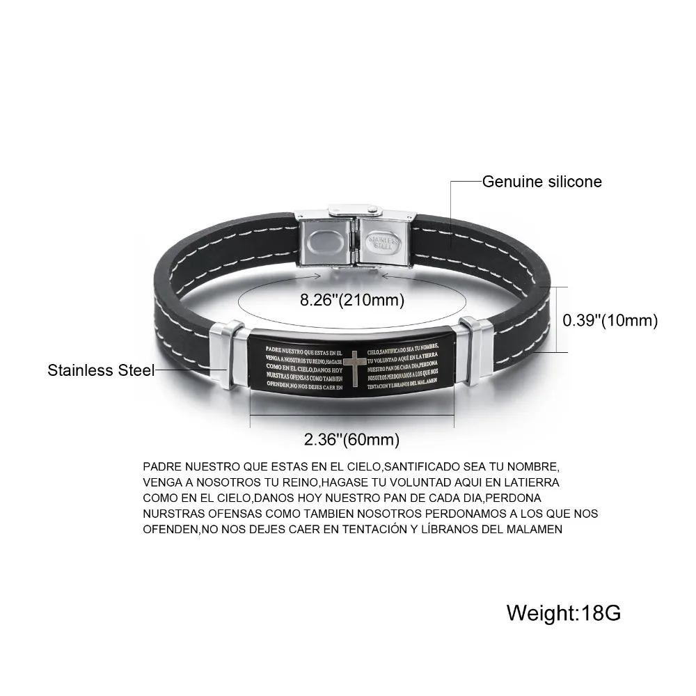 OPK МОДНЫЕ черные силиконовые мужские браслеты винтажные Религиозные Иисус