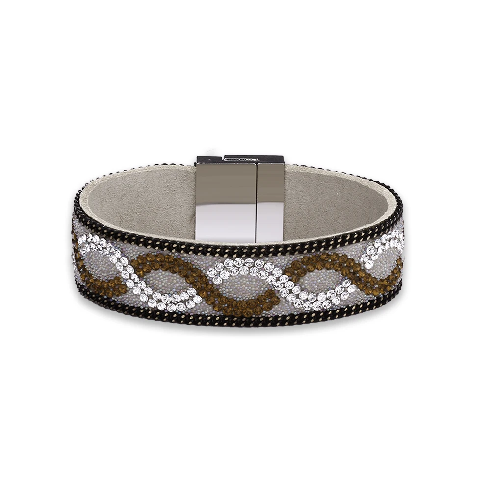 Кристалл Bracelets UNIS для Для женщин многослойные горный хрусталь Pulseira masculina кожаный