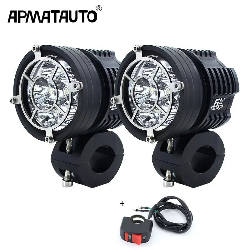 2pcs LED light Мотоцикл светодиодный фары 60 Вт мото прожектор фара вспомогательная лампа потребляет всего дальнего света 6000K мотоцикл фары DRL Противотуманные фары 12v - Цвет: 2pcs LED light