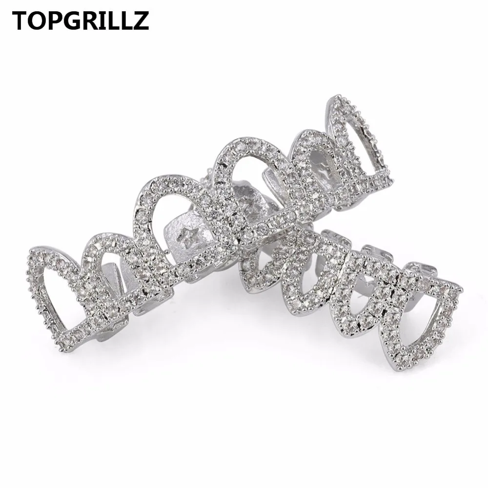 Топ и низ TOPGRILLZ в стиле хип хоп с золотым покрытием отверстиями фианитами микро