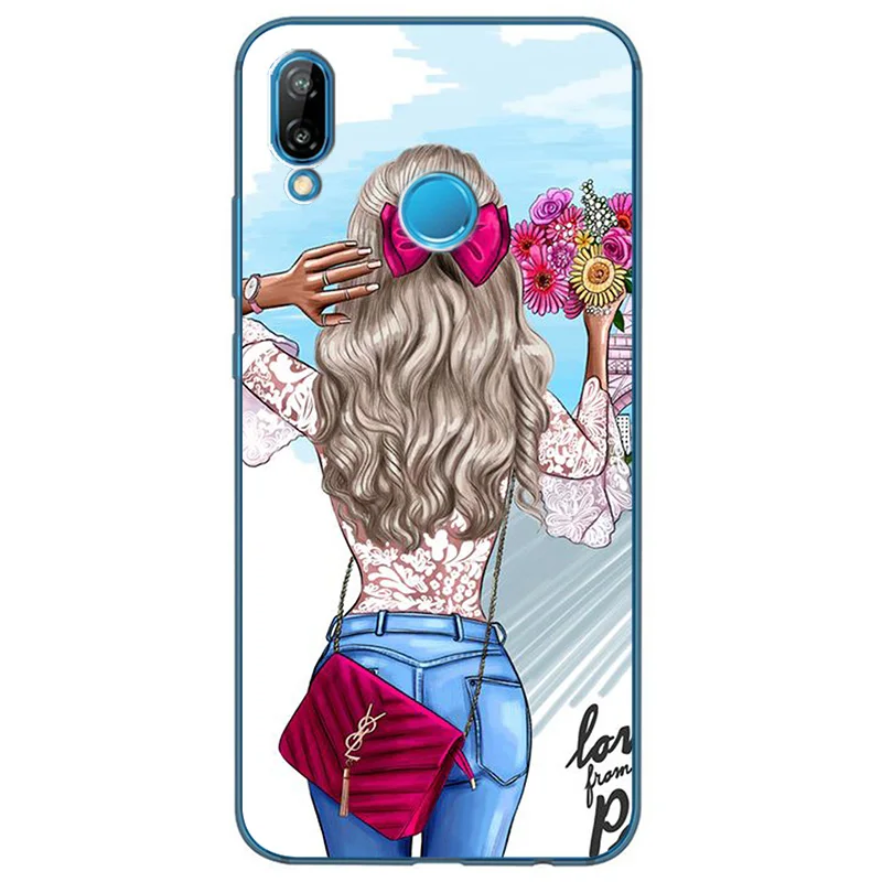 Модный жесткий чехол для девушек мягкий силиконовый из ТПУ телефона Huawei P8 P9 P10 P20