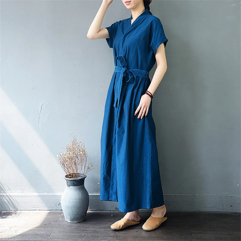 SCUWLINEN 2019 женские летние платья винтажные однотонные с v образным вырезом коротким