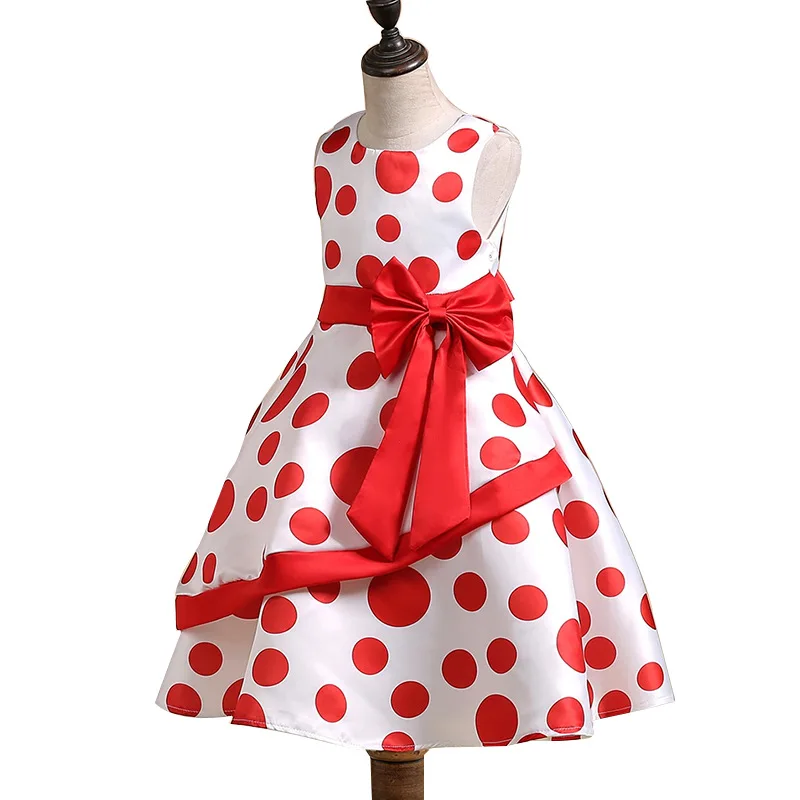 Girls Summer Dress Dot Children Evening Dresses Bow-knot Princess Birthday Party For 10 12 | Детская одежда и обувь