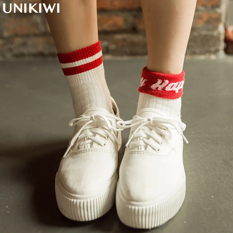 5 цветов шикарные уличные женские носки карамельных с надписью Happy. Повседневные