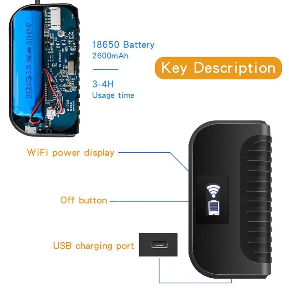 Новейшая модель; 5.0MP эндоскоп с Wi-Fi и Камера Водонепроницаемый IP68 инспекции Камера 1944 P HD змея Полужесткий эндоскоп Android iPhone IOS