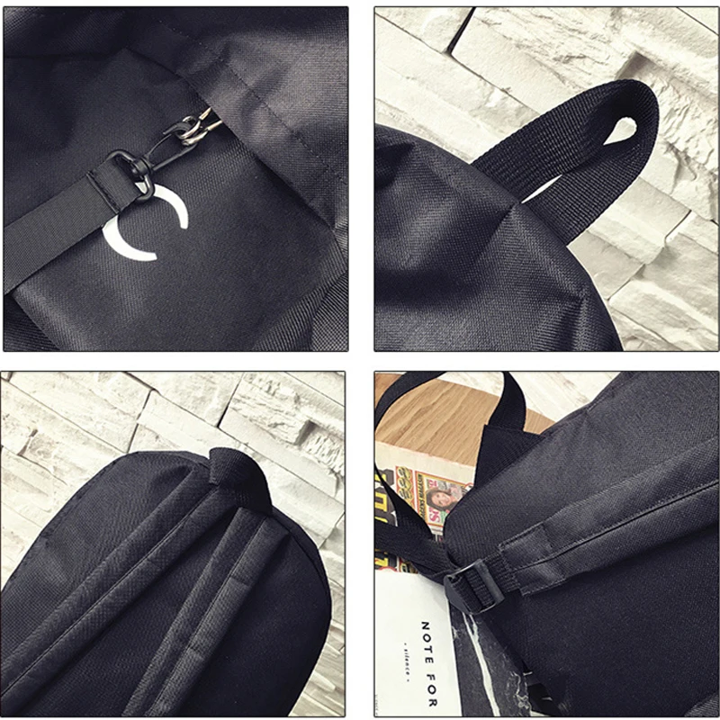 2018 СКИОНЕ Чёрный корейский школьный холстинный с вышивкой луной рюкзак для