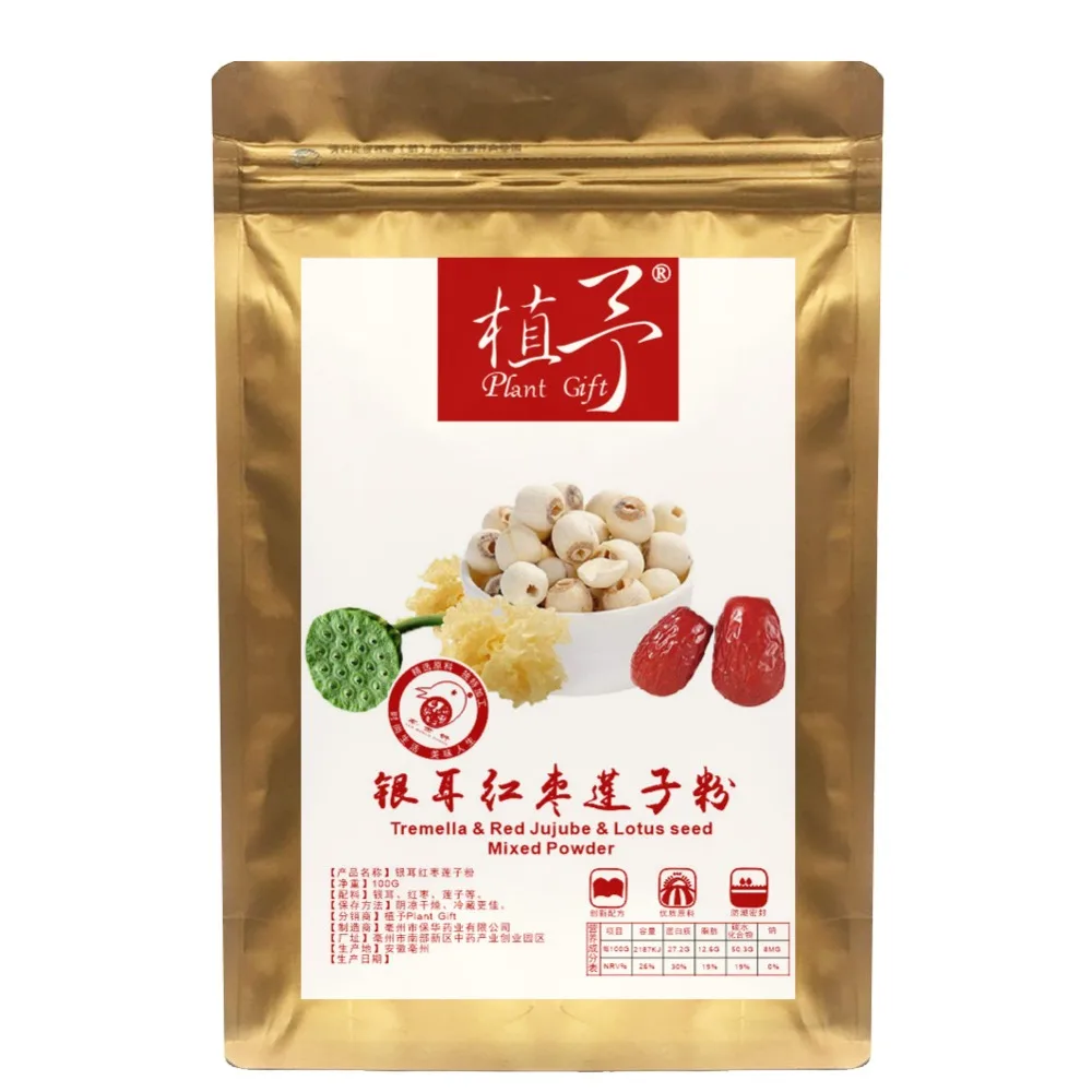 Чистый натуральный 100 г растительный порошок Tremella & Red Jujube Lotus Seed смешанный Мука
