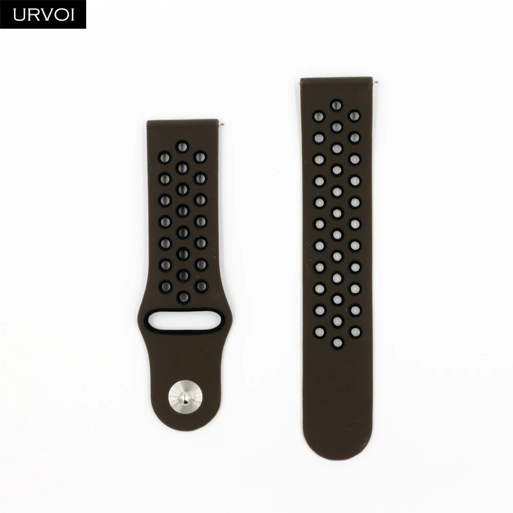 Coffee Black URVOI для Galaxy Watch Active/42/46 мм gear sport Силиконовый ремешок быстроразъемные контакты мягкий сменный 22 мм/20 мм - Цвет ремешка: Coffee Black