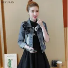 Женская джинсовая куртка с длинным рукавом, Базовая куртка из денима с 3D цветочной вышивкой, весна-осень 2021