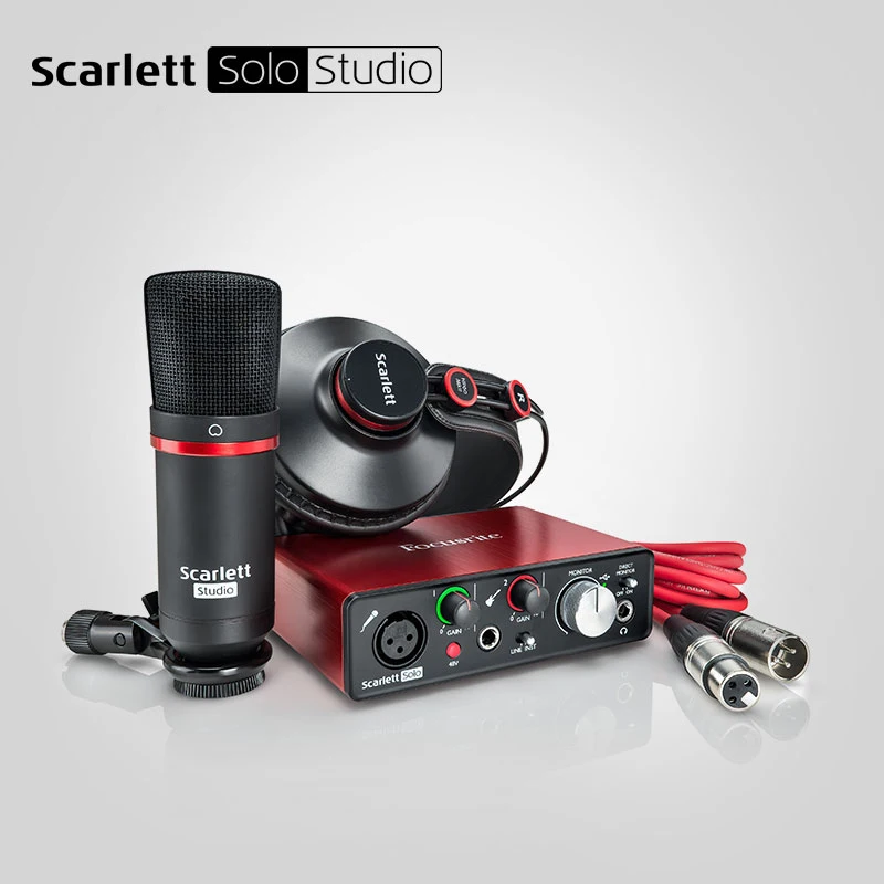 Новый Focusrite Scarlett Solo Studio (2nd Gen) USB звуковая карта usb аудио интерфейс + CM25