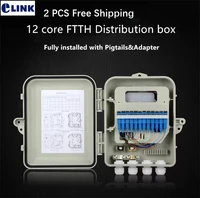 2 pcs 12 core ftth distribution box fully installed with sc adapter and pigtails 2622 58cm fibre optic joint box free shipping
