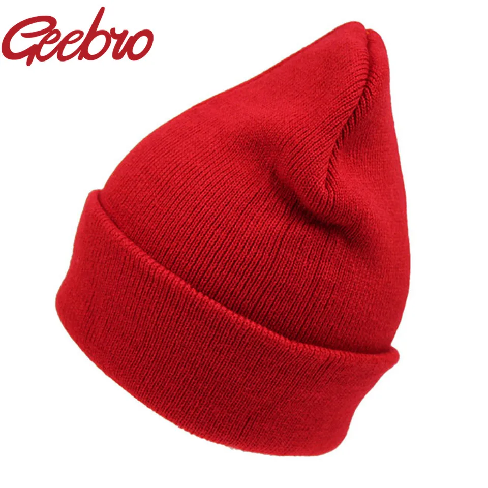 

Geebro Solid Casual Beanies Skullies Bonnet Unisex Winter Warm Cap Cotton Knitted Hats Cool Boy Girl Caps for Men & Women JS238