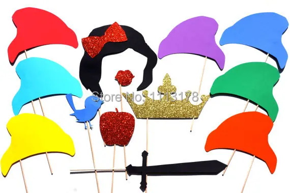 

Princess and Dwarfs Photo Booth Props kids birthday wedding Party Favor masks photobooth props