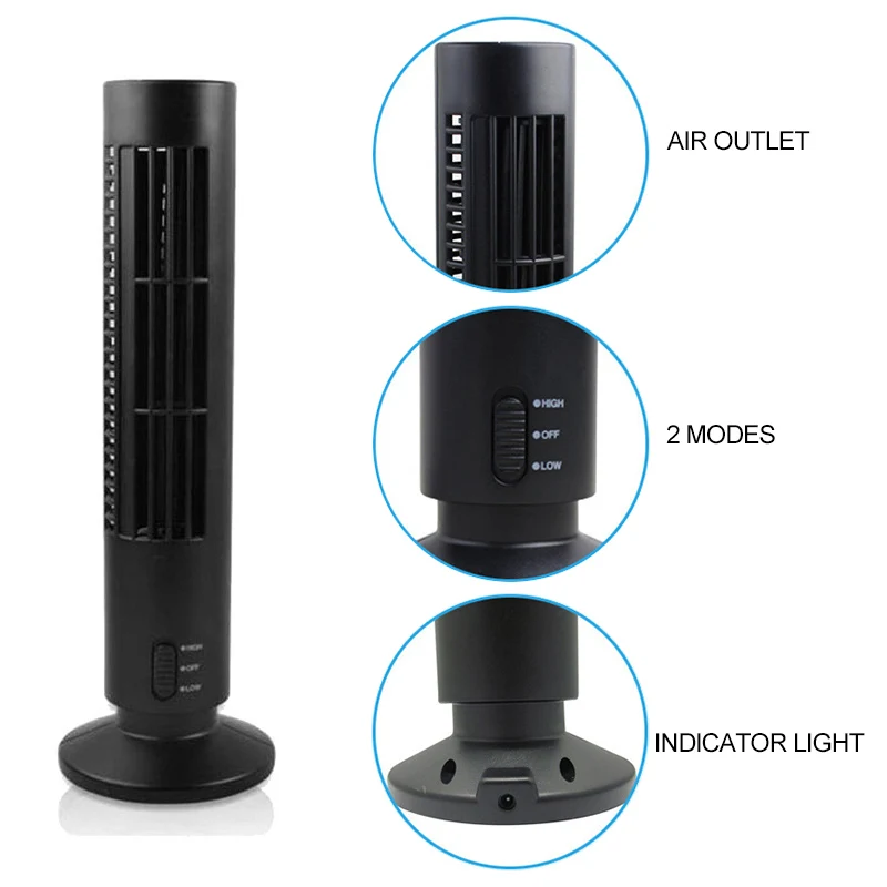 Беслопастной USB вентилятор 2 скоростной настольный мини с естественным ветром