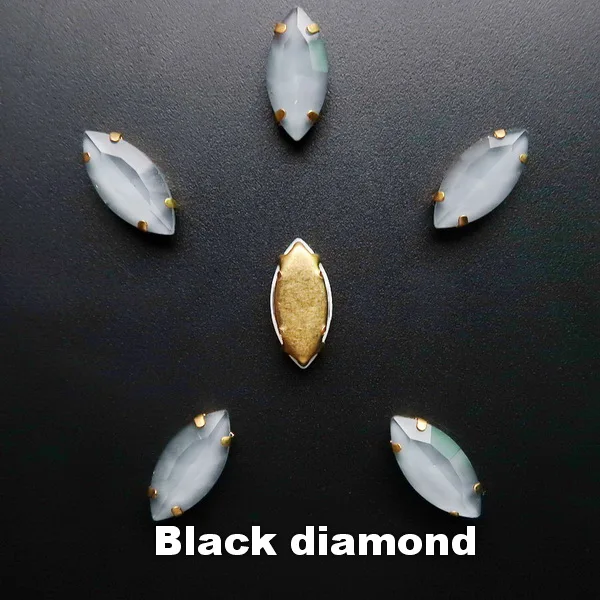 A3 Black diamond Золотой коготь настройки желе конфеты стекло и AB цвета кристалл 7*15 мм Navette Маркиза Форма пришить стразы бусины Одежда diy отделка - Цвет: A3 Black diamond