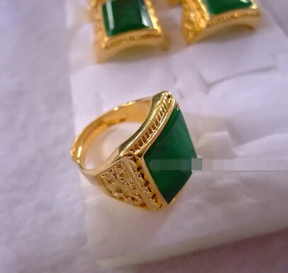 Кольцо zcd 414 + их полное Янг зеленое Малайское модное квадратное мужское