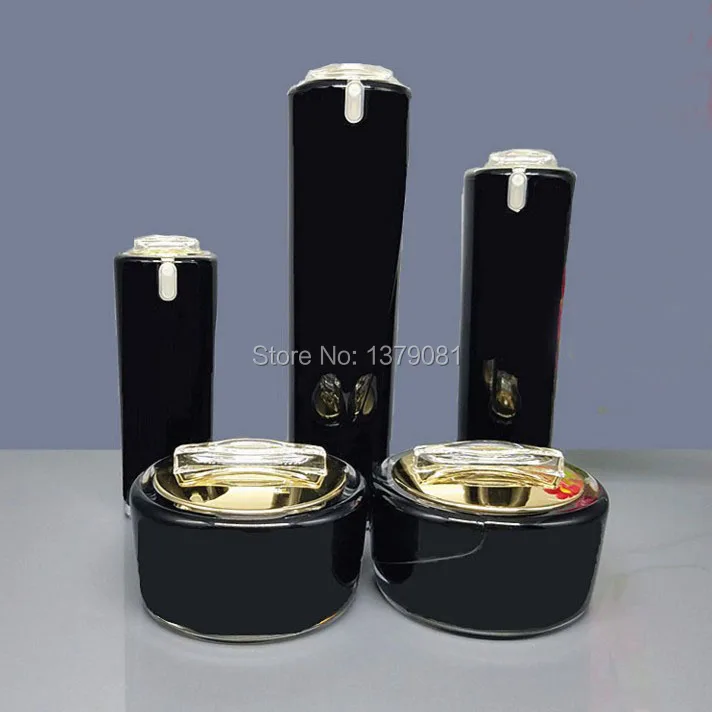 Высококачественная Черная акриловая баночка для крема с золотой крышкой пустая