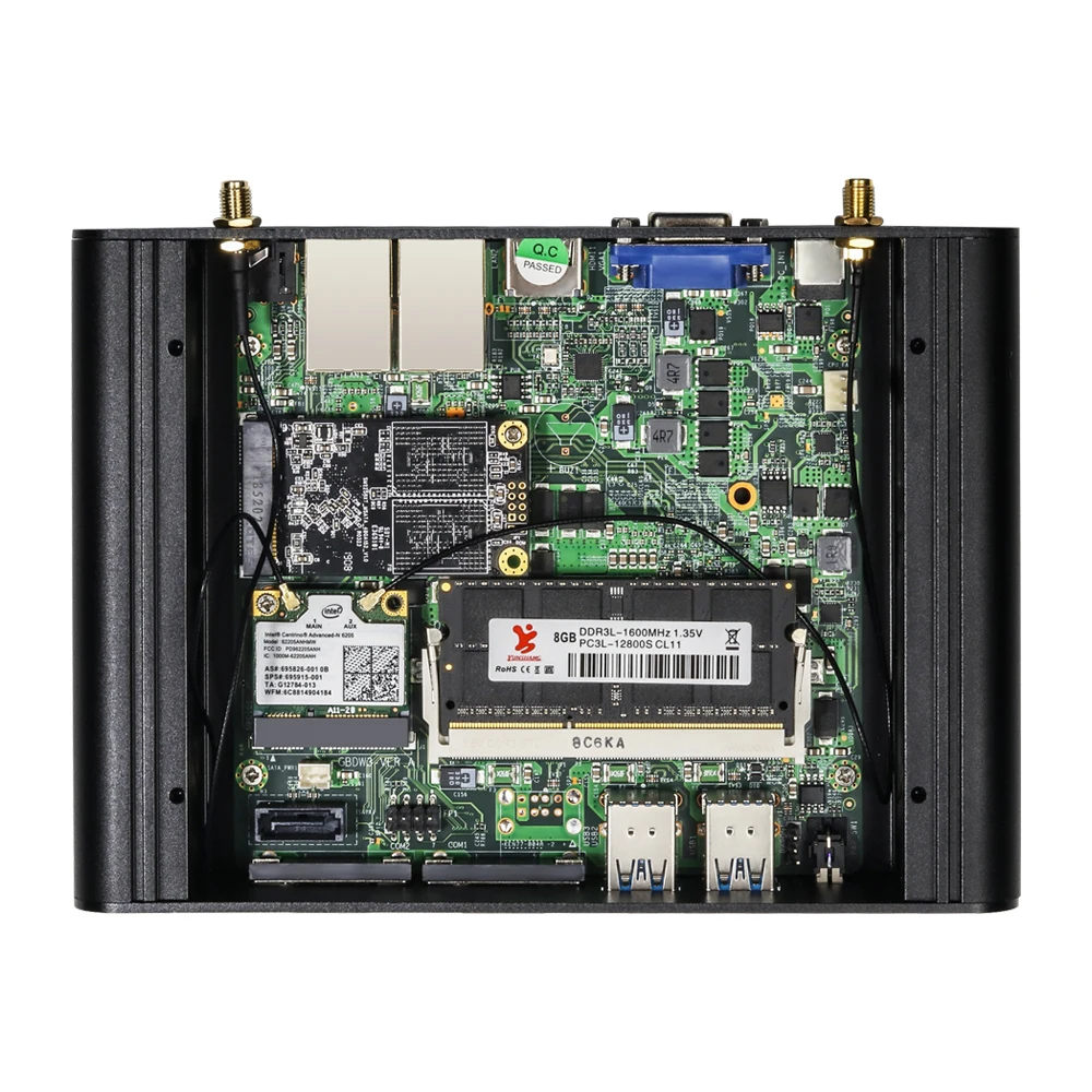 XCY мини-ПК Dual LAN Core i7 5500U i5 5200U i3 5005U HD graphics 5500 Windows 10 Wifi Hdmi 2* COM HTPC TV корпус мини-компьютер