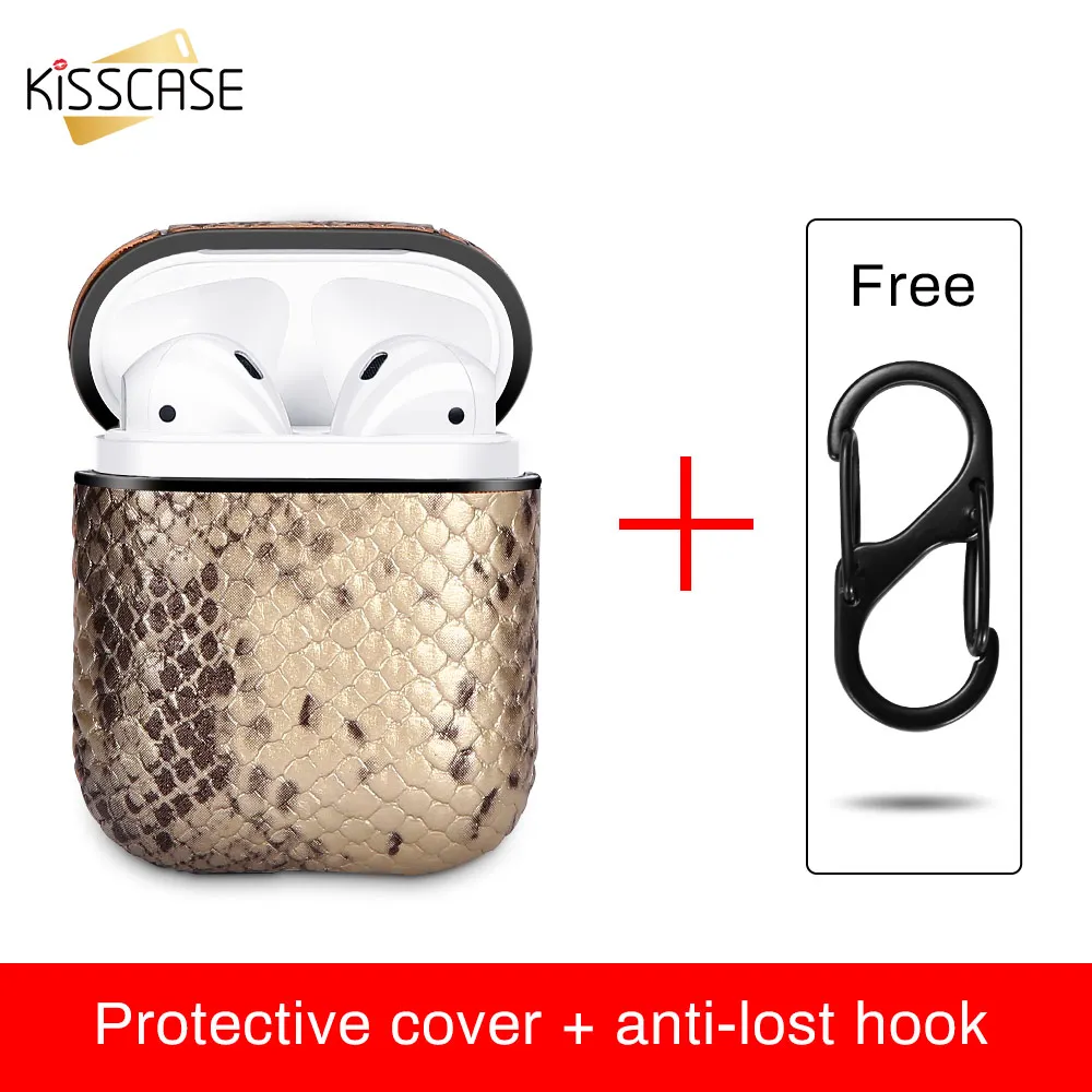 KISSCASE змеиной кожи кожа Bluetooth беспроводной наушники чехол для AirPods Case защитный
