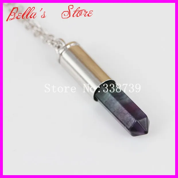 

10pcs Natural Crystal Fluorite Gems Point Bullet Necklace Silver Plated Casing Pendant Drusy Quartz Druzy Stone Pendant Necklace