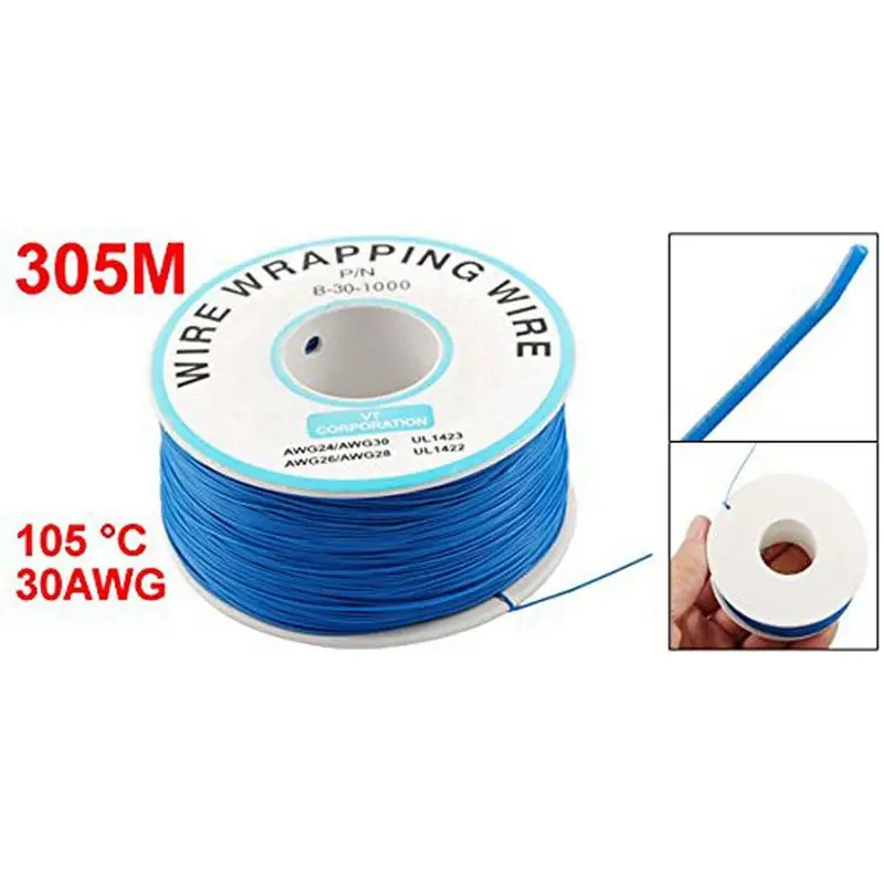 Макетная плата P/N B-30-1000 Оловянная медь проволочная упаковка 30AWG кабель 305 м синий |