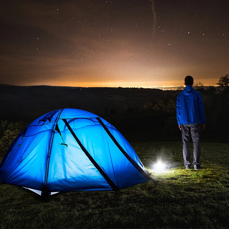 

Hewolf 3-4 Persons Camping Tent Double Layer Waterproof Windproof Double Door Breathable Aluminum Pole Four Seasons Camping Tent