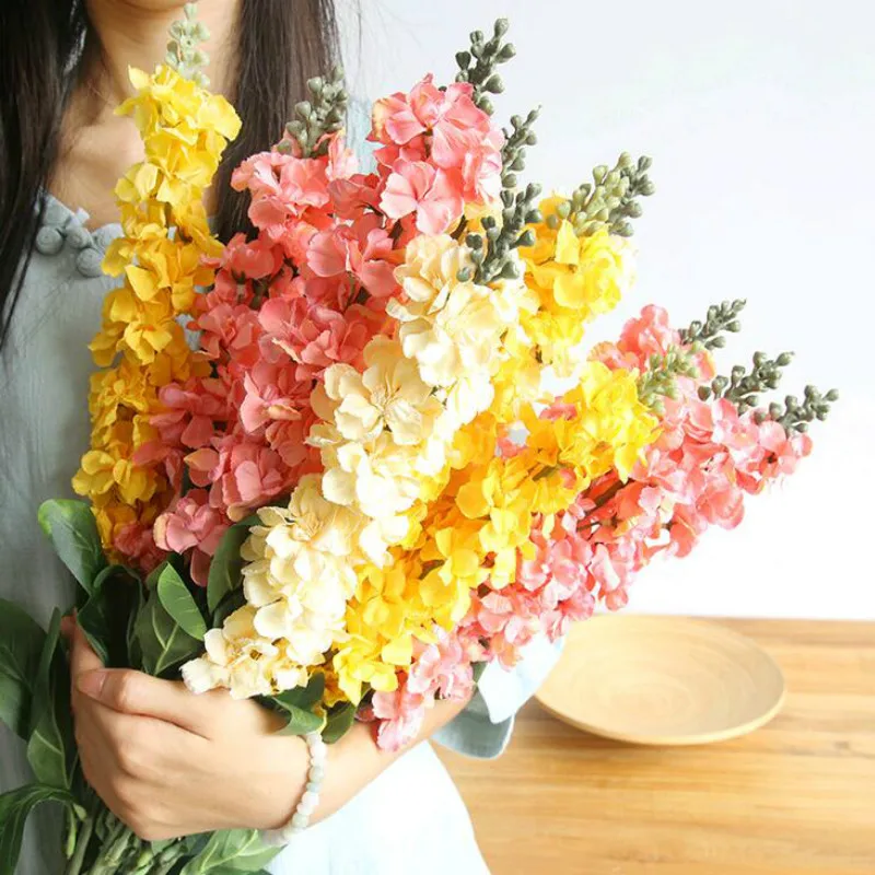 3 шт ветки Искусственные цветы красочные фиолетовые для свадебного украшения